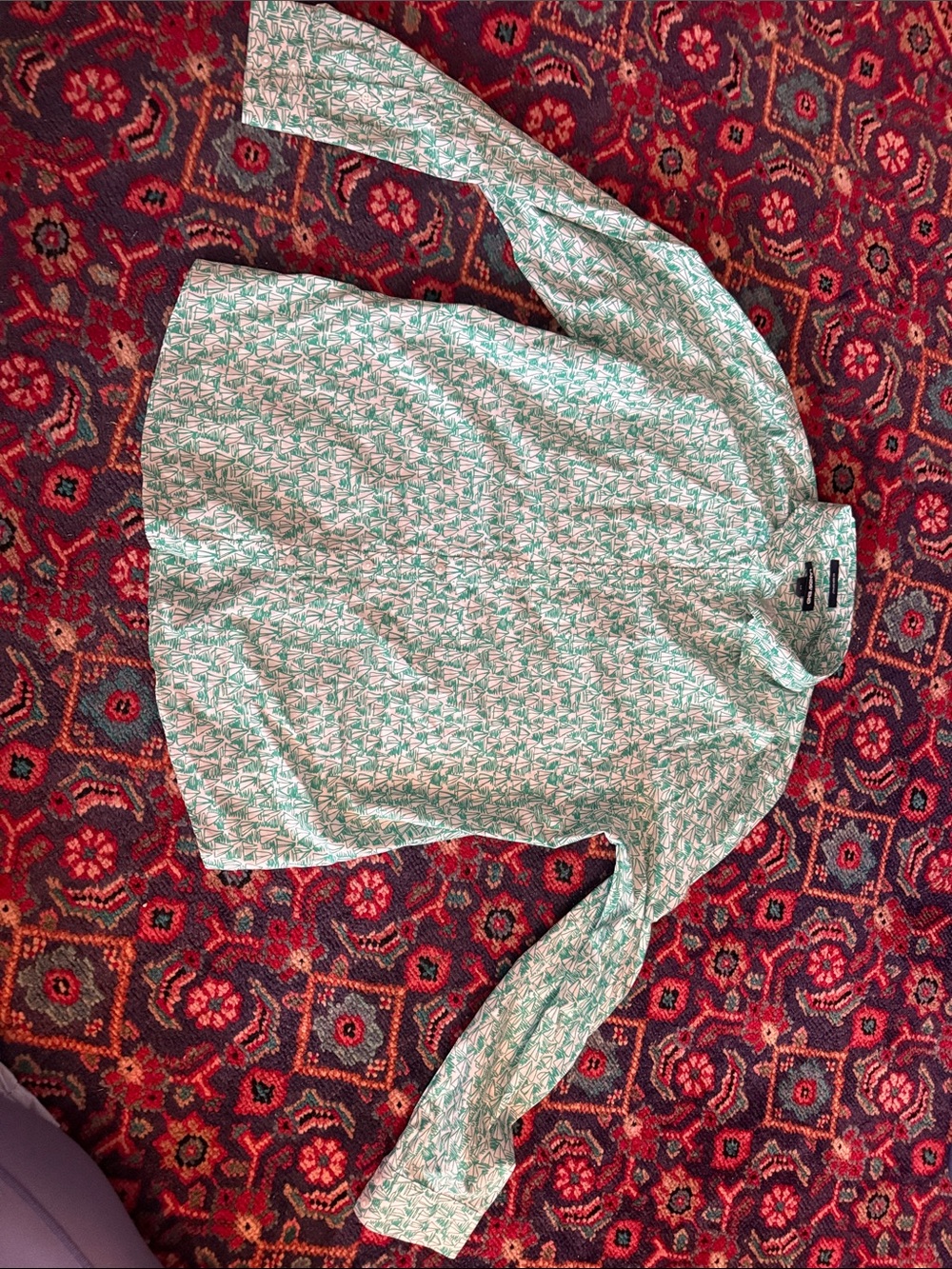 Lands' End Mint Green Printed Button-Down Shirt